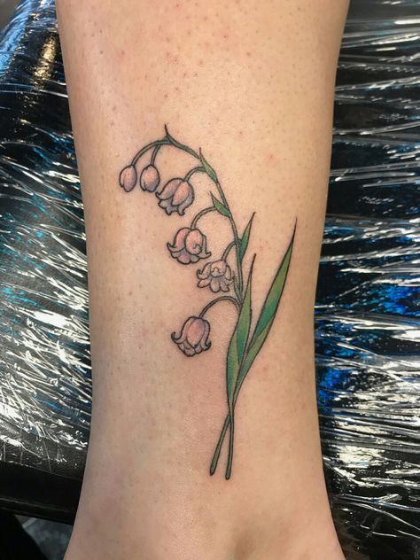 May's birth flower, Lily of the Valley. ..tattoo on the inner right ankle. ♡♡ May Birth Flower Tattoo, Lily Of The Valley Tattoo, Water Lily Tattoos, Valley Tattoo, May Birth Flower, Lily Flower Tattoos, May Birth Flowers, Birth Flower Tattoos, Lily Tattoo