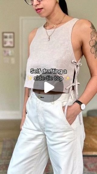 Tie Back Top Sewing Pattern, Side Tie Top Pattern, Easy Top Patterns To Sew, Tie Top Pattern, Easy Top Pattern, Easy Sew Top, My Toxic Trait, Side Tie Top, Sewing Shirts