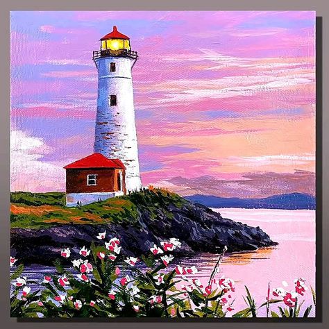 Lighthouse Sunset Acrylic Painting | artist, art, art of painting, lighthouse | Lighthouse Sunset Acrylic Painting #art #artist #artwork #acrylic #painting #eldrawingarts #sunsetpainting #acrylicpainting | By El Drawing Arts | Facebook Painting Lighthouse, Sunset Acrylic Painting, Lighthouse Sunset, Sunset Acrylic, Sunset Painting Acrylic, Drawing Arts, Artwork Acrylic, Lighthouse Painting, Lighthouse Pictures