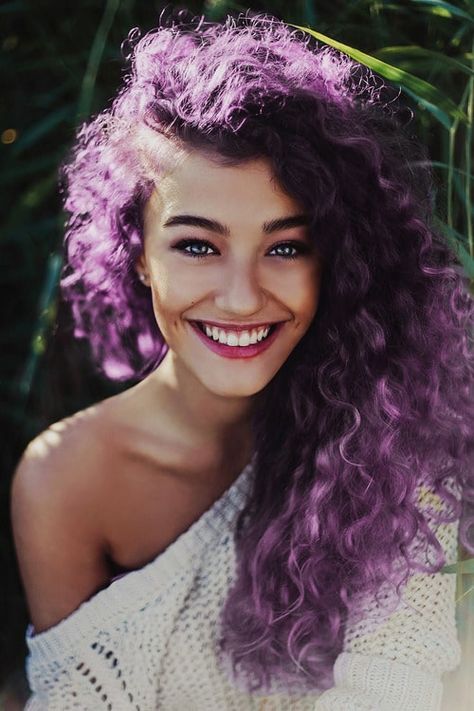 11 Eccentric Purple Curly Hairstyles to Try This Season Curly Purple Hair, Opal Hair, Curly Color, Bold Hair Color, Violet Hair, Thick Curly Hair, Colored Curly Hair, Curly Hair Extensions, Haircuts For Curly Hair