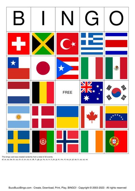 United Nations Flag, Free Bingo Cards, Around The World Theme, Bingo Party, Order Cards, Flag Game, After School Care, Bingo Set, Tv Watching