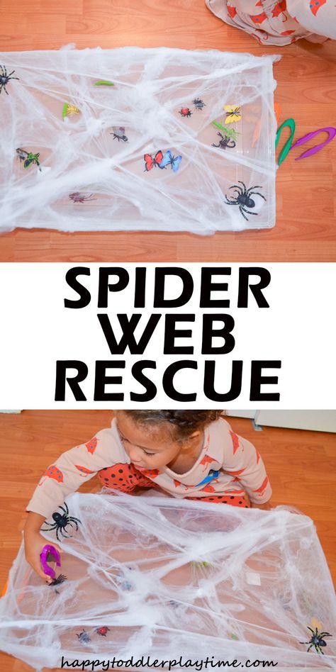 Spider Web Rescue - HAPPY TODDLER PLAYTIME #halloween #halloweenactivities #kidsactivities #toddler #toddleractivities #preschool #kindergarten #happytoddlerplaytime Halloween Sensory, October Activities, Games For, Fine Motor Activity, Halloween Activity, Halloween Preschool, Fall Preschool, Daycare Activities, Games For Toddlers