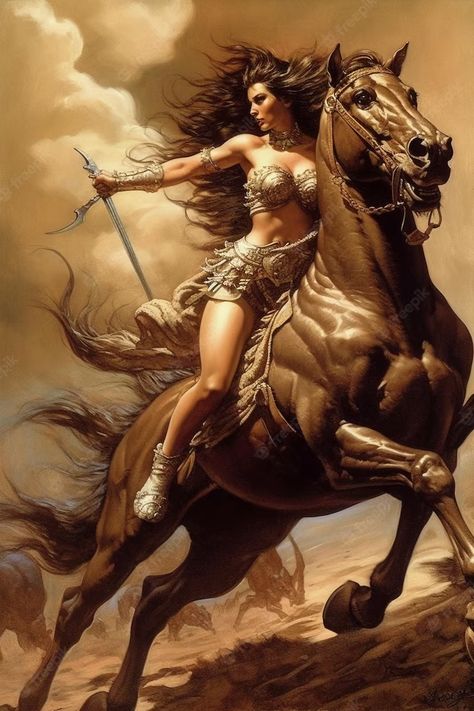 Premium AI Image | A woman riding a horse with a sword on her head. Pictures Of Horses Amazing Photos, Women On Horse, Women Riding Horses, Warrior Riding Horse, Warrior Women Art, Girl Horse Art, Horse Riding Art, Woman On A Horse, Horse And Woman