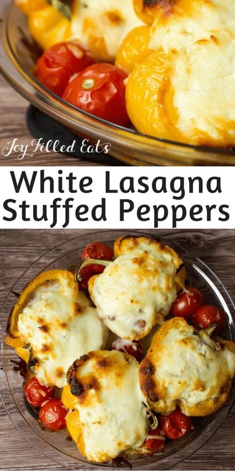 Stuffed Peppers Low Carb, Lasagna Stuffed Peppers, Low Carb Grain, White Lasagna, Keto Stuffed Peppers, Joy Filled Eats, Resep Diet, Low Carb Diets, Low Carb Dinner