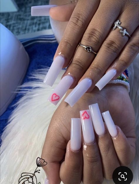 Hard Nails, Simple Gel Nails, Colored Acrylic Nails, White Acrylic Nails, Girly Acrylic Nails, French Tip Acrylic Nails, French Acrylic Nails, Dope Nail Designs, Short Square Acrylic Nails