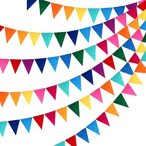 Fabric Pennant Banner, Rainbow Birthday Party Decorations, Theme Carnaval, Rainbow Bunting, Party Girlande, Flag Garland, Pennant Flags, Carnival Birthday Parties, Rainbow Birthday Party