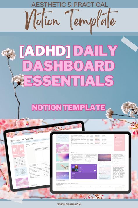 Optimize Your Productivity: ADHD Daily Dashboard Essentials Notion Template by Braelyn is a complete life management system. Tailored for ADHD individuals, it provides an organized view of tasks, personal goals, work, and more. Aesthetically pleasing with colorful visuals and mobile accessibility, it's ideal for Notion beginners and those craving a comprehensive dashboard. Created by Braelyn | Notion for ADHD, this template is designed for enhanced focus and productivity. Notion Mobile Template, Digital Clutter, Notion Aesthetic, Digital Minimalism, Notion Dashboard, Online Planner, Life Planning, Notion Templates, Life Management