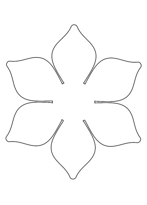 6 Petal Flower Template, Simple Flower Template, Cricut Felt, 6 Petal Flower, Easy Paper Crafts For Kids, Felt Flower Template, Felt Flowers Patterns, Flower Petal Template, Flower Templates Printable