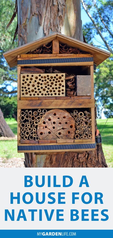 Bee Habitat Diy, Bumble Bee House, Pollinator Boxes, Pollinator House Diy, Bee Boxes Diy, How To Make A Bee House, How To Build A Bee House, Bee Houses Diy How To Build, Diy Pollinator House