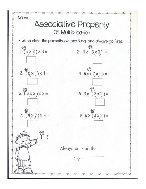 Associative Property Of Multiplication 3rd Grade, Properties Of Multiplication 3rd Grade, Associative Property Of Multiplication, Distributive Property Of Multiplication, Commutative Property Of Addition, 1st Grade Reading Worksheets, Math Properties, Multiplication Worksheet, Associative Property