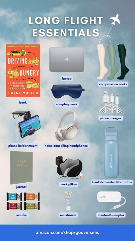 Preparing for a long flight? Here are our flight essentials for a smoother plane ride! #longhaulflighttips #longhaulflightsessentials #longhaulflightaccessories Japan Ootd Winter, Long Plane Ride, Long Haul Flight Tips, Long Haul Flight Essentials, Trip Essentials Packing Lists, Japan Ootd, Flight Bag, Flight Essentials, Plane Ride