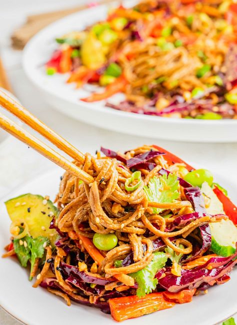 Peanut Soba Noodle Recipe, Soba Peanut Noodles, Peanut Butter Soba Noodles, Thai Soba Noodle Salad, Soba Noodle Recipe Vegetarian, Soba Noodle Salad With Peanut Dressing, Soba Noodle Salad Recipe, Soba Noodle Recipe Chicken, Buckwheat Noodle Recipes