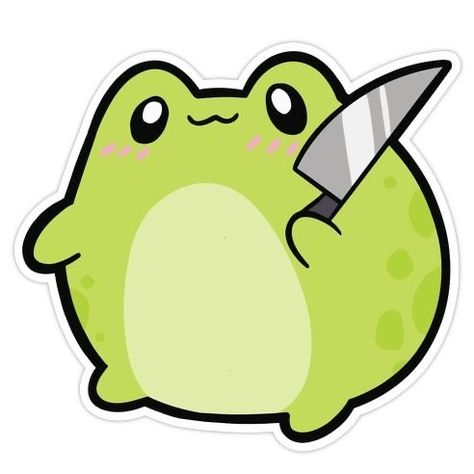 Frog With Knife Tattoo, Cute Froggy Drawing, Froggie Drawing, Frog With A Knife, Froggy Drawing, Frog Draw, Kawaii Frogs, Knife Drawing, Frog Drawing