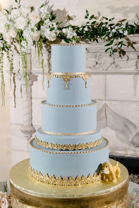 Light Blue And Gold Wedding Cake, Blue White And Gold Sweet 16, Powder Blue Wedding Cake, Wedding Cake Blue And Green, Light Blue Sweet 16 Cakes, Light Blue And Gold Cake, Blue And Gold Wedding Cake, Debut Cake, Round Wedding Cake