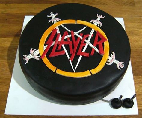 Slayer cake Surprise 40th, Guitar Cake, Metal Boy, Drum Cake, Birthday Cakes For Men, Cakes For Men, Cake Designs Birthday, Vegan Options, Dad Birthday