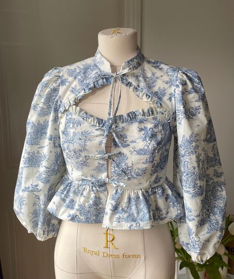 Handmade toile de jouy blouse. It can be made-to-order.