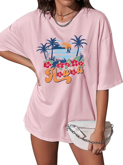 Womens Hawaiian Oversized T Shirts Vintage Aloha Oversized Tshirts Hibiscus Flower Tee Tops Summer Vacation Beach Tee at Amazon Women’s Clothing store Oversized Shirts Women, Hawaii Tshirt, Graphic Tees Summer, Flower Hawaii, Vintage Aloha, Oversized Tops, Beach Tee, Vacation Tops, Summer Graphic Tee