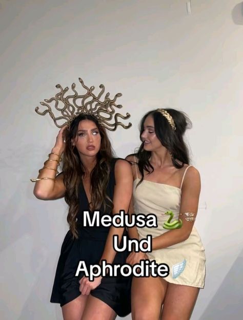 Zeus And Aphrodite Costume, Halloween Costumes Revealing, Aphrodite And Medusa Costume, Athena And Medusa Costume, Medusa And Athena Costume, Hot And Funny Halloween Costume, Medusa And Aphrodite Costume, Greek God And Goddess Costume, Greek Godesses Costume