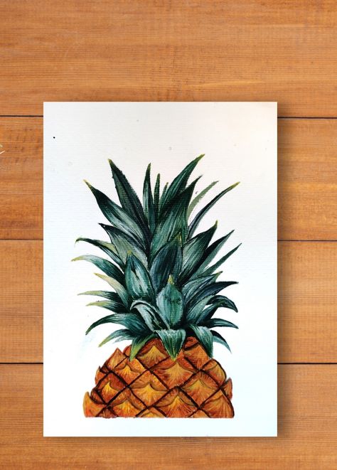 Pineapple Canvas Painting, Acrylic Painting Ideas On Paper, Pineapple Painting Acrylics, Painting Ideas On Paper, Pineapple Painting, Acrylic Painting Ideas, Painted Terra Cotta Pots, Canvas Ideas, Book Art Drawings