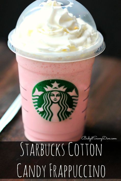 Starbucks Cotton Candy Frappuccino Recipe Cotton Candy Frappuccino, Minuman Starbucks, Secret Starbucks Drinks, Frappuccino Recipe, Starbucks Secret Menu Drinks, Clam Recipes, Starbucks Drinks Recipes, Starbucks Secret Menu, Starbucks Recipes