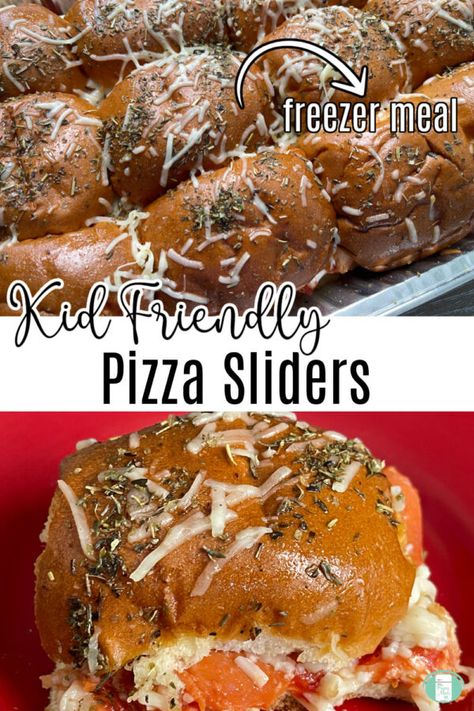 Pizza Sliders - Freezer Meals 101 Unique Sandwich Recipes, Pizza Sliders, Pizza Slider, Best Freezer Meals, Slider Sandwiches, Make Ahead Freezer Meals, Meal Train Recipes, Freezer Meal Prep, Craving Pizza