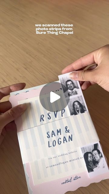 Sam Hwang | Bridal + Dinner Parties on Instagram: "here’s a cute way to add a personal touch to your wedding invite suite 🤍 we used a photo strip from our engagement shoot and included it in each invite 🫶   Tip: print these at home to save $$$ and in black and white. We got 5 x 7 photo paper and were able to fit 3 on each one!" Photobooth Wedding Invitations, Photobooth Invitation, Wedding Invitations Photo, Photo Booth Wedding Invitations, Save The Date Photo Booth, Photo Strip, Photobooth Save The Date, Photobooth Save The Date Diy, Save The Date Photo Strip Ideas