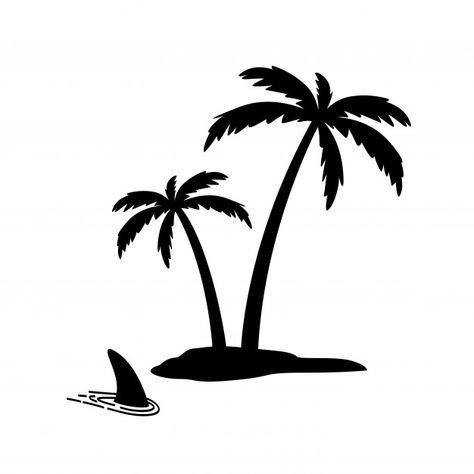 Island palm tree coconut shark fin Premi... | Free Vector #Freepik #freevector #floral #tree #wood #leaf Palm Tree Coconut, Tree Silhouette Tattoo, Palm Tree Drawing, Palm Tree Island, Small Palm Trees, Palm Tree Silhouette, Palm Tree Art, Tree Tattoo Designs, Tree Icon