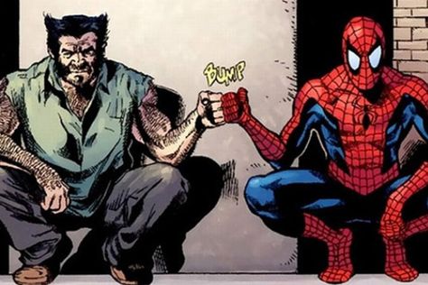 Wolverine and Spider-Man fist bumping each other Wolverine Movie, Avengers Team, Comic Book Panels, Fist Bump, Spiderman Homecoming, Uncanny X-men, Spiderman Comic, Ms Marvel, The Spider