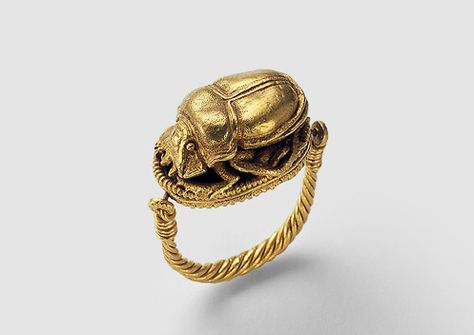 Gold scarab ring, Greek 4th century B.C. Scarab Ring, Ancient Greek Jewelry, Ancient Jewels, Ancient Jewellery, Historical Jewellery, Ancient World, Insect Jewelry, Egyptian Jewelry, Greek Jewelry