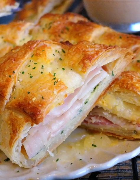 Ham and Cheese Puff Pastry Melt Puff Pastry Shells Recipes Breakfast, Dinner Recipes Using Puff Pastry Sheets, Ham And Cheese Puff Pastry, Ham Cheese Puff Pastry, Taco Shell, Easy Puff, Cheese Puff, Cheese Puff Pastry, Melt Recipe