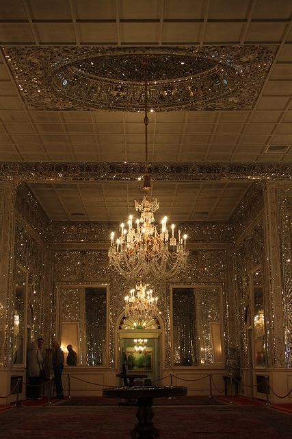 Mirror's Hall, Niavaran Palace, Tehran, Iran. It sparkles in a still photograph, can you imagine it in person? Niavaran Palace, Tehran Iran, Royal Aesthetic, Gold Aesthetic, Tehran, Beautiful Architecture, Pretty Places, Design Case, My New Room