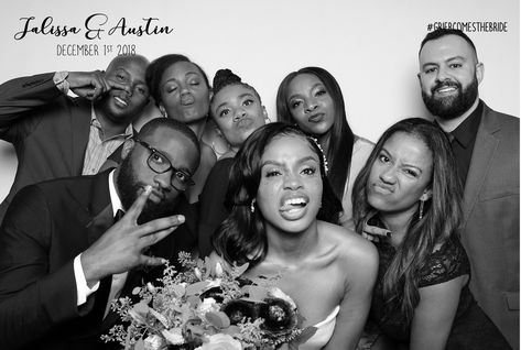 Black And White Glam Photobooth, Wedding Black And White Photo Booth, Black And White Photobooth Aesthetic, Photo Booth Black And White, Black And White Wedding Photo Booth, Black And White Photobooth Pictures, Black Tie Wedding Black People, Glam Photobooth, Photo Booth At Wedding