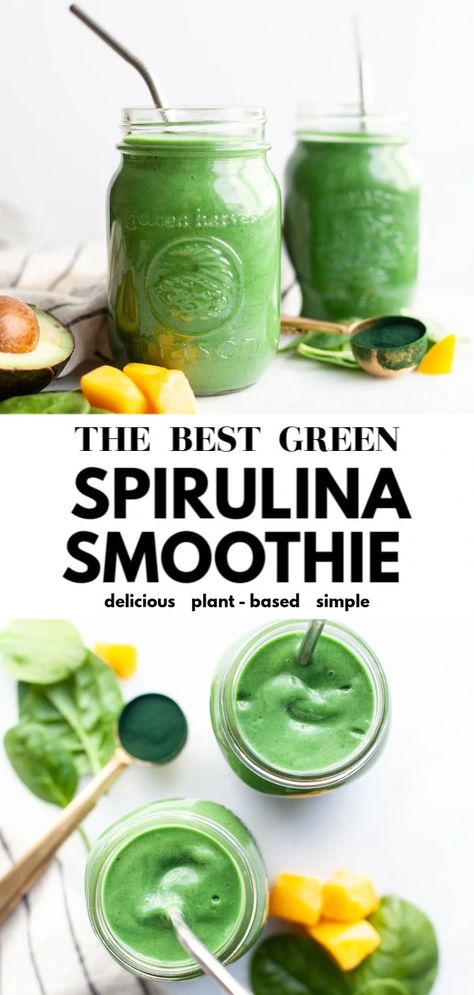 Spirulina Smoothie Recipes, Green Spirulina Smoothie, Spirulina Benefits, Spirulina Recipes, Smoothie Green, Spirulina Smoothie, Juice Smoothies Recipes, Best Smoothie, Smoothie Detox