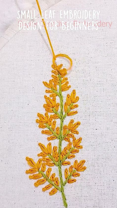 Embroidery Design For Beginners, Leaf Embroidery Design, Bordados Tambour, Sulaman Pita, Design For Beginners, Basic Hand Embroidery Stitches, Basic Embroidery, Ribbon Embroidery Tutorial, Embroidery Lessons