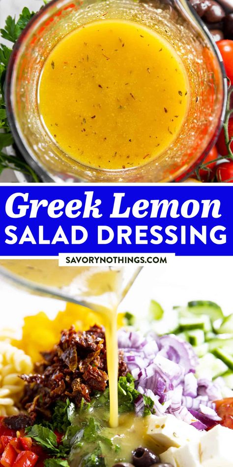 Greek Lemon Salad Dressing, Greek Salad Dressing Recipe, Lemon Salad Dressings, Best Greek Salad, Greek Salad Recipe, Greek Orzo Salad, Greek Dinners, Greek Salad Dressing, Salad Dressing Recipe