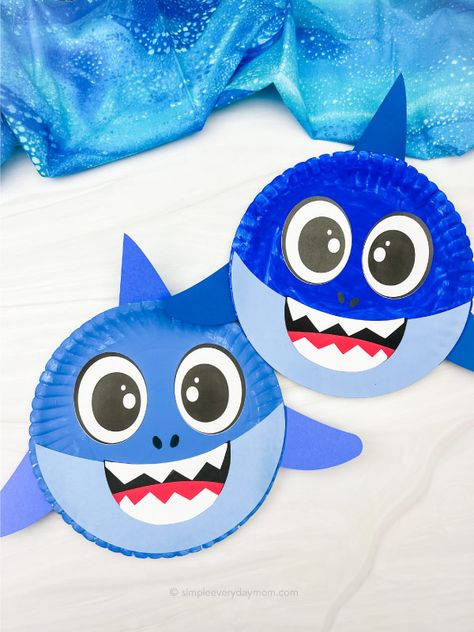 Paper Plate Shark Craft For Kids Paper Plate Shark Craft, Paper Plate Shark, Shark Crafts Preschool, Shark Crafts, Paper Plate Fish, Shark Activities, Under The Sea Crafts, Shark Craft, Deco Marine