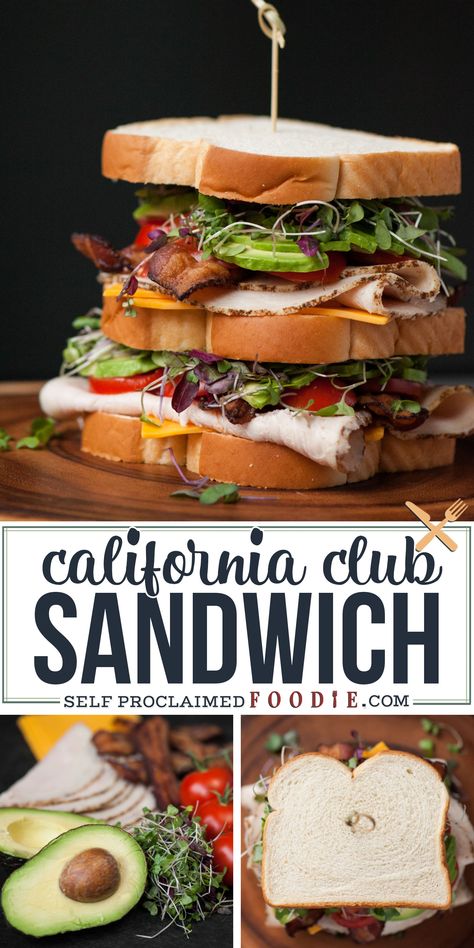 Alfalfa Sprouts Recipes, California Club Sandwich, Club Sandwich Ingredients, Bacon Turkey, Club Sandwich Recipes, For Dinner, Cold Sandwiches, Alfalfa Sprouts, Dinner Sandwiches