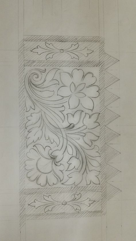 Amrodari Work, Tooling Patterns, Ornament Drawing, Fabric Paint Designs, Flower Drawing Design, Outline Designs, Pencil Design, Border Embroidery Designs, Border Embroidery