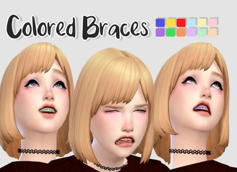 Tag Games For Kids, Colored Braces, Tag Games, The Sims 4 Skin, Sims 4 Cc Kids Clothing, Sims Packs, Sims 4 Anime, Pelo Sims, The Sims 4 Packs