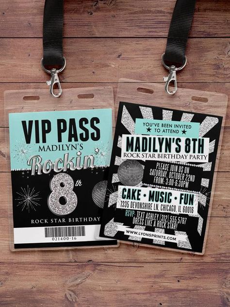 Festa Rock Roll, Vip Pass Invitation, Ticket Birthday Invitation, Rockstar Party, Rockstar Birthday, Rock Star Birthday, Rockstar Birthday Party, Star Birthday Party, Rock Star Party