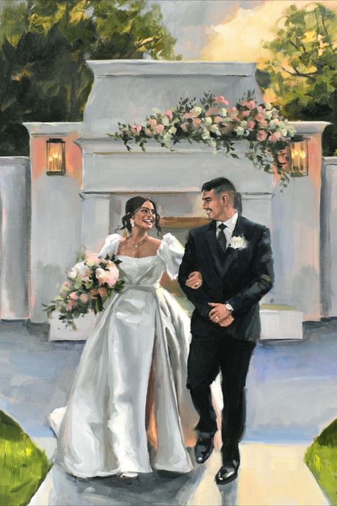 Painted Wedding Photo, Painted Wedding Portraits, Love Wedding Painting, Watercolor Wedding Painting, Wedding Portraits Painting, Wedding Art Drawing, Wedding Painting Ideas, Live Painting Wedding, Wedding Illustration Drawings