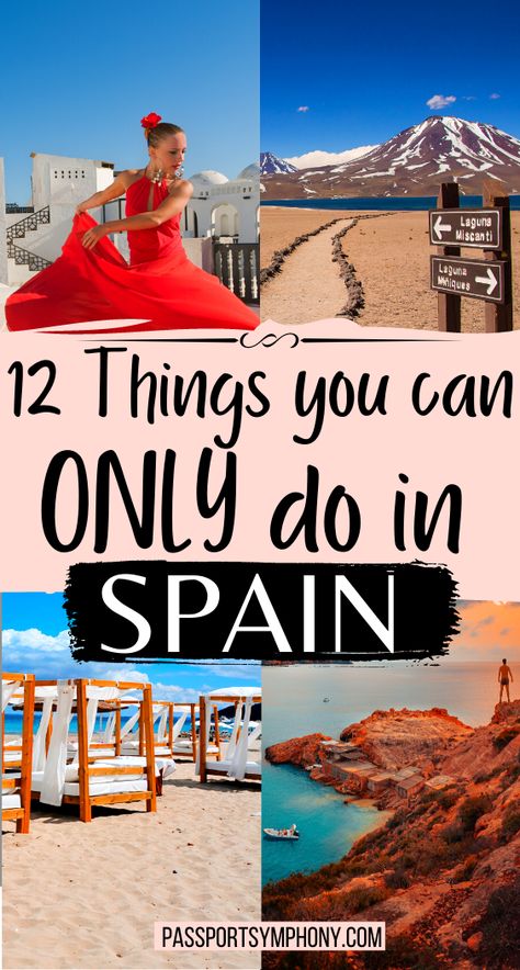 Are you traveling to Spain soon? Here are the 12 things you should do while in Spain. | 12 things you can only do in Spain and nowhere else | 12 must-do things in Spain | Only In Spain | Spain Must-dos | Spain bucket list things to do | Spain Travel guide | Best things to do in Spain | what to do in Spain | #Spain #SpainTravel #SpainMustDoThings Spain To Do List, Travel To Spain Tips, Places To See In Spain, Spain Must See Places, Best Places To Travel In Spain, Spain Things To Do, Traveling In Spain, Places To Go In Spain, South Of Spain Outfit