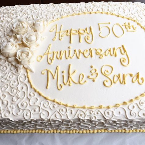 50th Anniversary Sheet Cakes, Happy 50th Wedding Anniversary, Vanilla Sheet Cake, Cake For Mom, Golden Wedding Anniversary Cake, Wedding Sheet Cakes, Grandparents Anniversary, 50th Wedding Anniversary Decorations, 60th Anniversary Parties