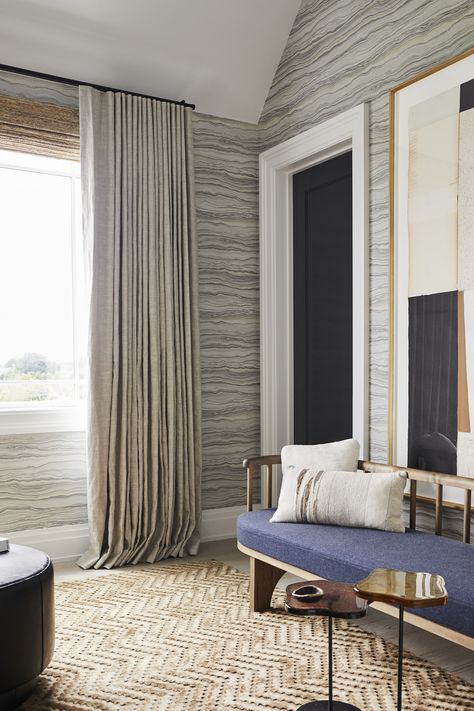 Modern Draperies, Ripplefold Draperies, Modern Drape, The Shade Store, Living Room Drapes, Linen Drapery, Woven Wood Shades, Drapes And Blinds, Drapery Designs