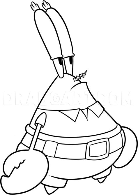 Spongebob Easy Drawing, Spongebob Characters Drawings, Spongebob Crafts, Crab Drawing, Spongebob Characters, How To Draw 3d, Spongebob Coloring, Draw 3d, Spongebob Drawings