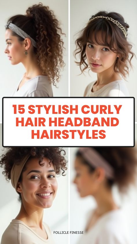 15 Stylish Curly Hair Headband Hairstyles Beautiful Curly Hairstyles, Beret With Curly Hair, Hair Headband Hairstyles, Bandana Curly Hair, Headband Hairstyles Curly Hair, Bohemian Curly Hair, Curly Hair Headband, Vampire Hair, Updo With Headband