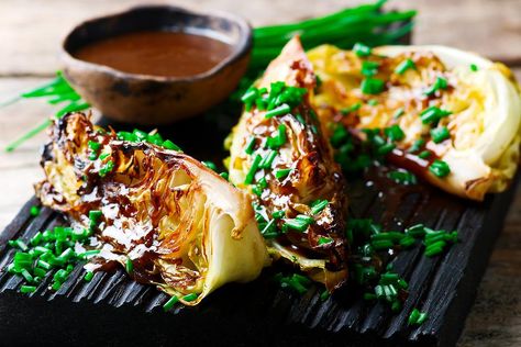 Gochujang Miso Glazed Cabbage Recipe Is a Side Dish Showstopper #30secondmom Grilled Cabbage Recipes, Miso Glaze Recipe, Beef And Cabbage Casserole, Grilled Cabbage Wedges, Cabbage Ground Beef, Salmon And Quinoa, Roasted Cabbage Recipes, Cabbage Fried, Cabbage Steaks Recipe