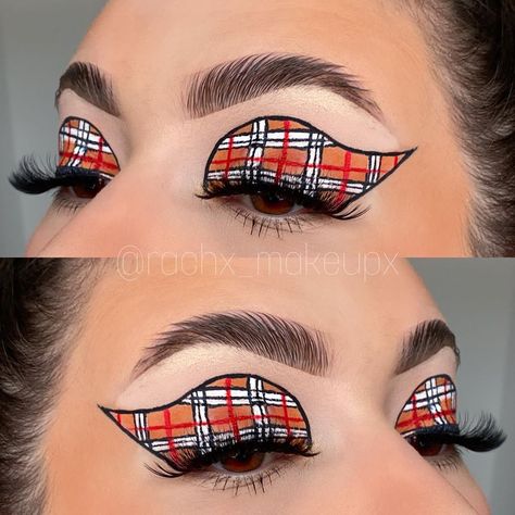 Plaid Makeup Look, Plaid Makeup, Burberry Makeup, Holiday Plaid, Designer Baby, Creative Makeup Looks, Blue Makeup, Baby Design, Creative Makeup