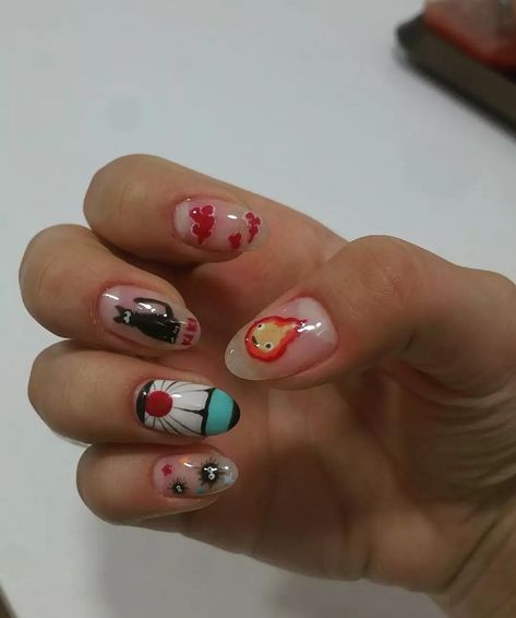 #calcifer #naruto #demonslayeredit Calcifer Nail Art, Calcifer Nails, Ideas Uñas, Anime Nails, Nail Studio, How To Do Nails, Studio Ghibli, Nail Design, Nail Inspo