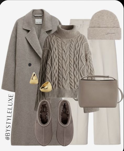 Winter Work Clothes Women, Winter 24 Outfits, Korean Outfits Inspiration, Coastal Grandma Winter Outfits, Winter Polyvore Outfits, Outfits Winter 2024, Nov Outfits, Winter Outfits Capsule Wardrobe, Brown And Grey Outfit